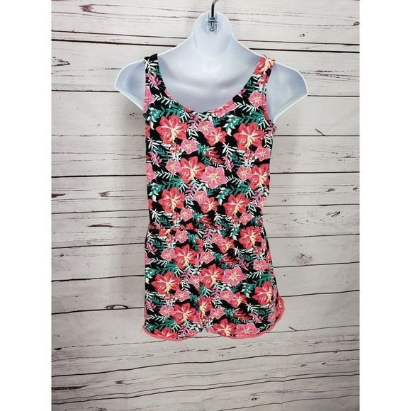 Bobbie Brooks Small 6/6X  hawaiian tropical print romper jumpsuit - Picture 4 of 8